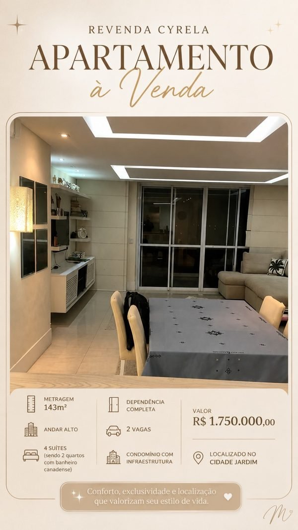 Cidade Jardim em Barra Olímpica, 143 m², 4 suítes, R$ 1.750.000 — revenda Cyrela