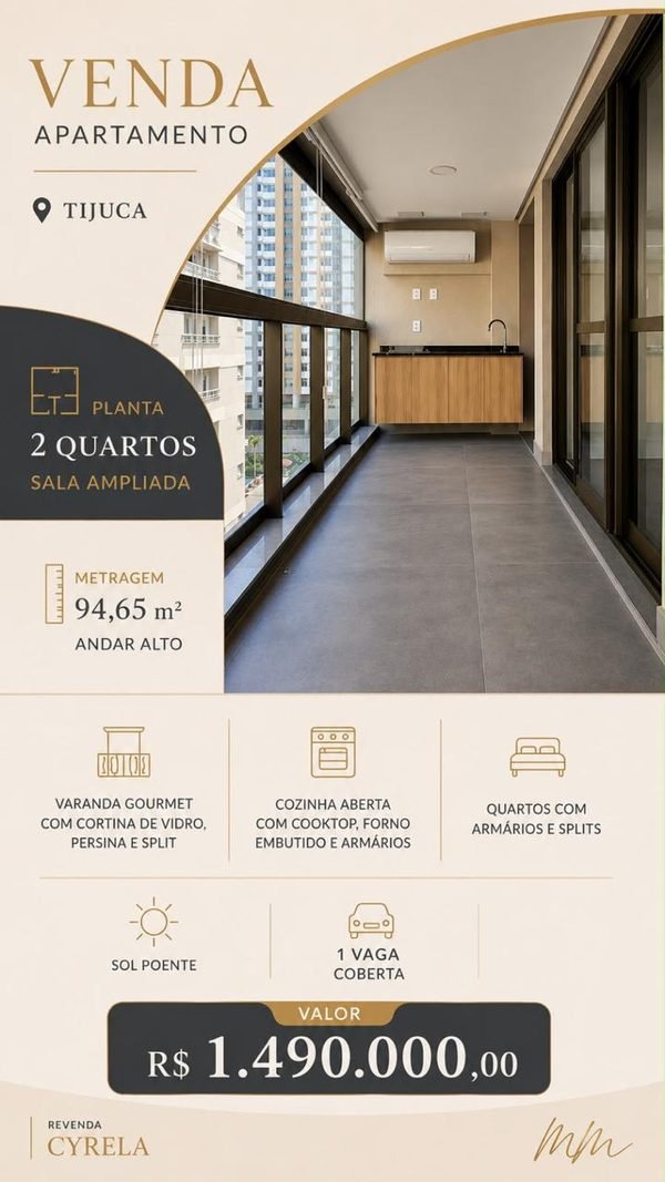 Apartamento na Tijuca em Tijuca, 94,65 m², 2 quartos, R$ 1.490.000 — revenda Cyrela